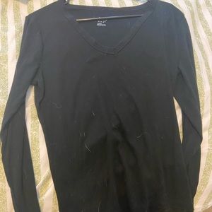 Simple black long sleeve V neck